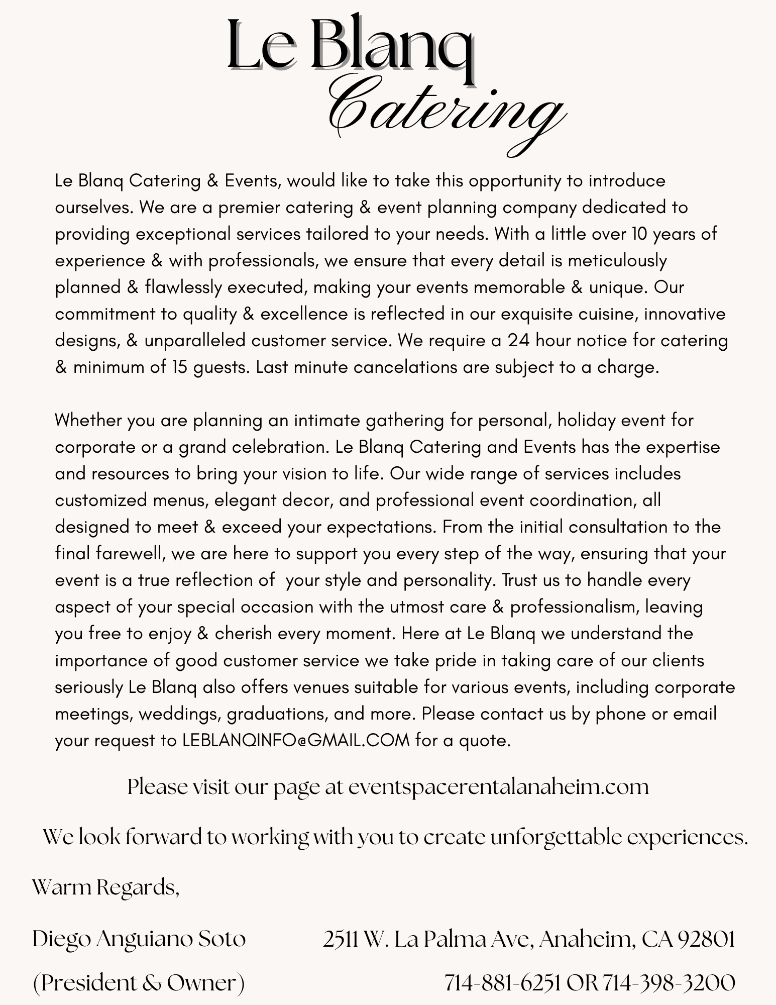Catering Menu 1